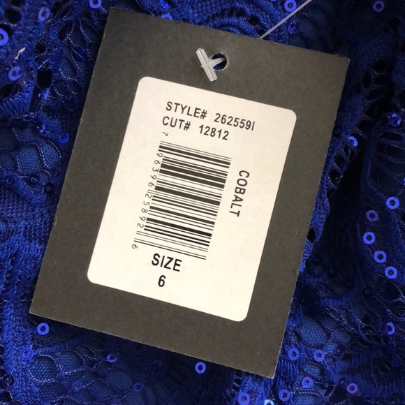 MARINA Cobalt Blue Long Sleeve Lace Scoop Back - Picture 7 of 9